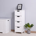 White Bathroom Storage Cabinet, Freestanding Cabinet With Drawers White Mdf