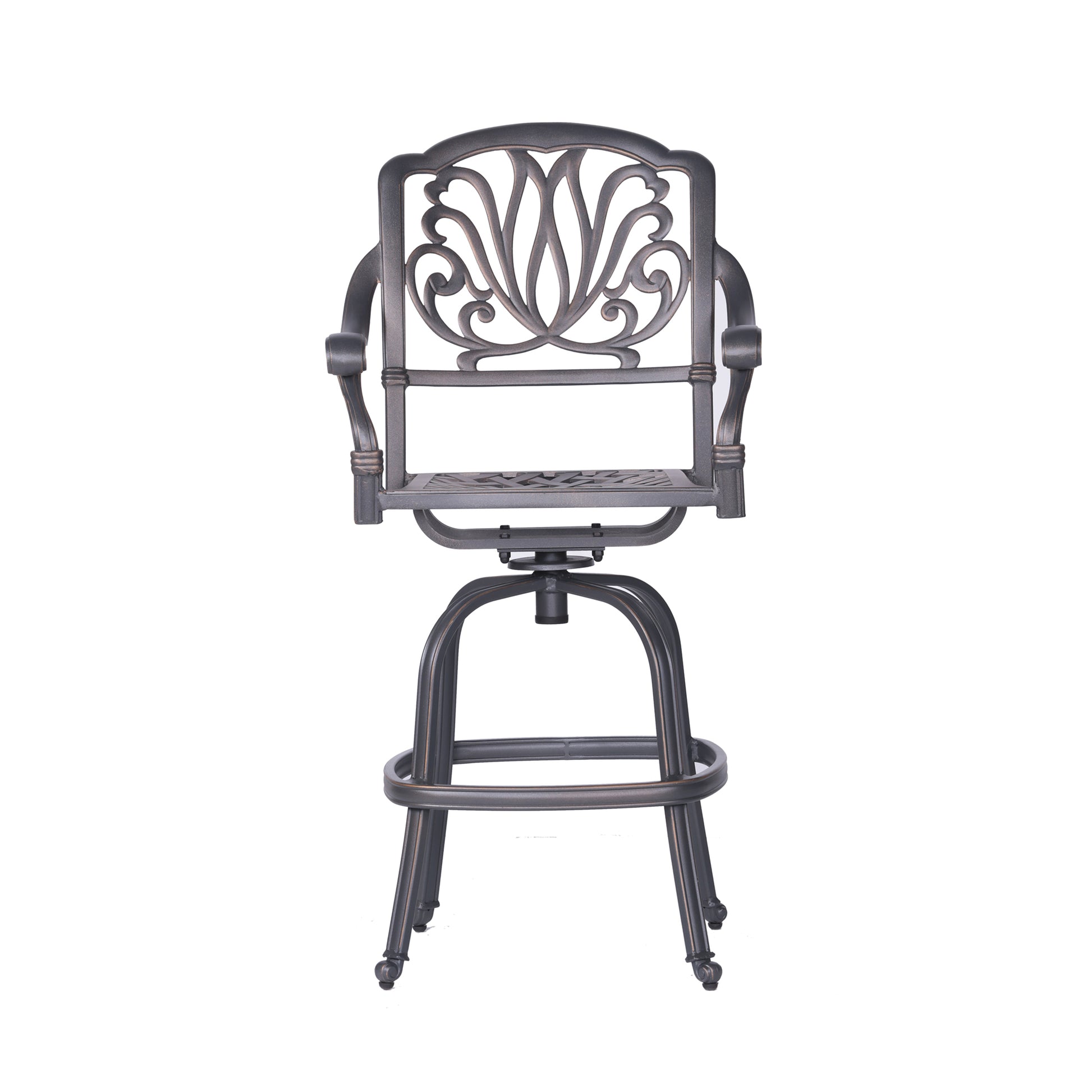 Patio Outdoor Aluminum Swivel Bar Stool With Cushion, Set Of 2, Navy Blue Gray Navy Polyester Aluminum