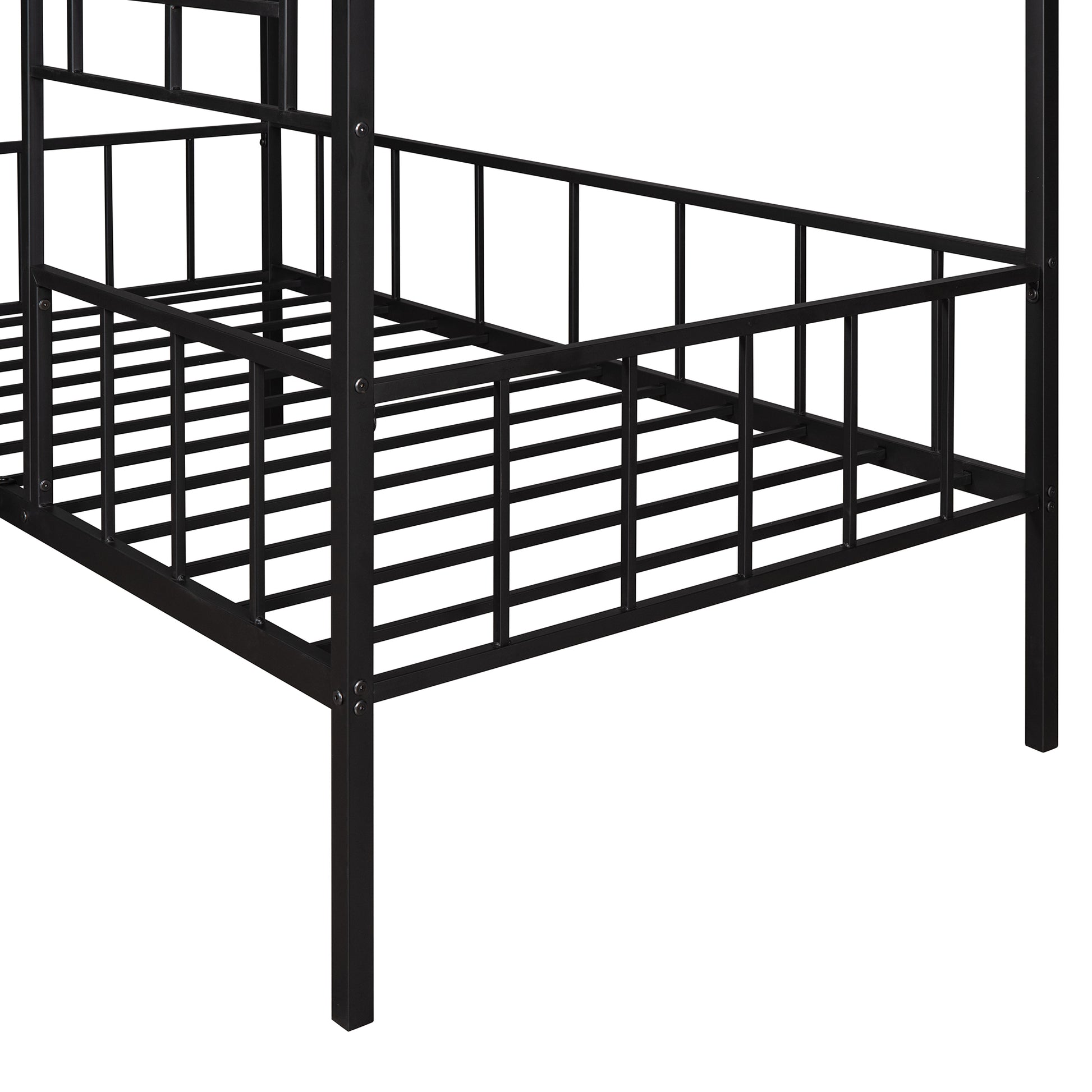 Metal House Bed Frame Twin Size With Slatted Support No Box Spring Needed Black Twin Black Metal