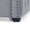 Daybed With Trundle Upholstered Tufted Sofa Bed, With Button And Copper Nail On Square Arms,Full Daybed & Twin Trundle, Grey 85