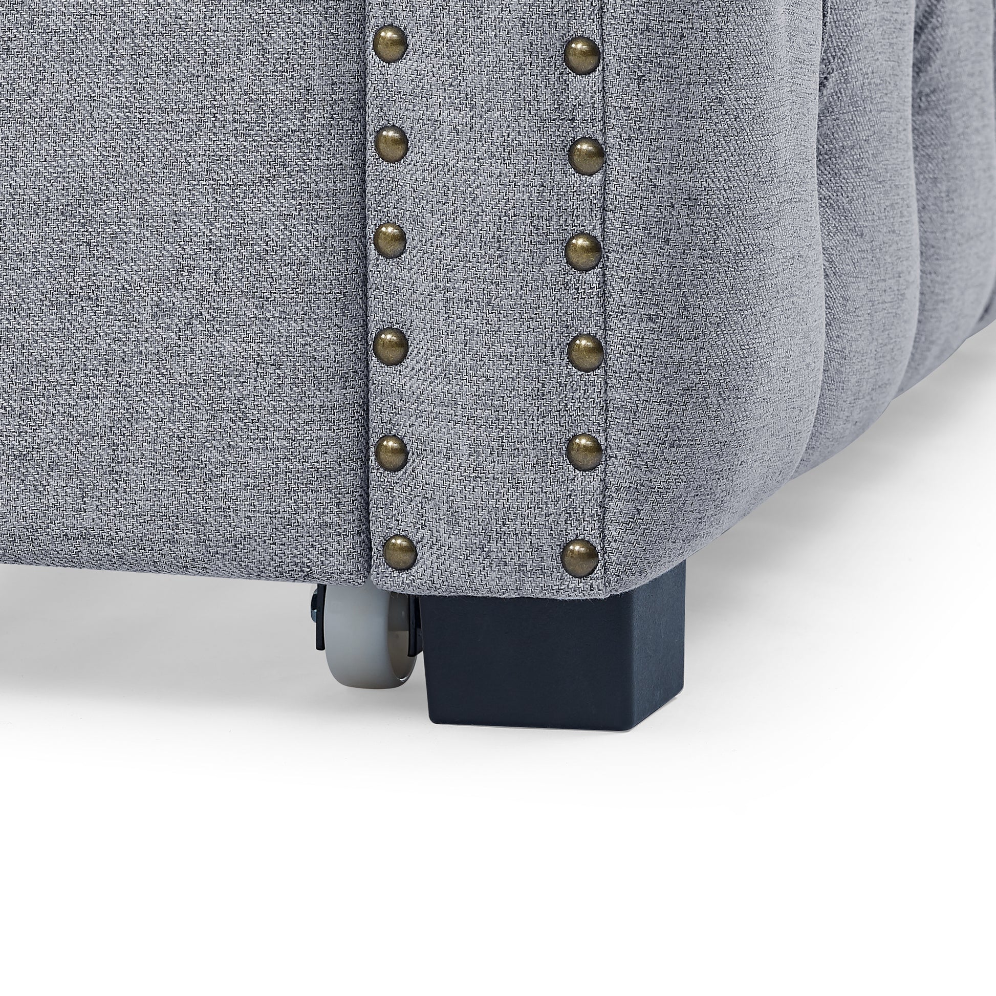 Daybed With Trundle Upholstered Tufted Sofa Bed, With Button And Copper Nail On Square Arms,Full Daybed & Twin Trundle, Grey 85"X57"X31.5" Grey Linen