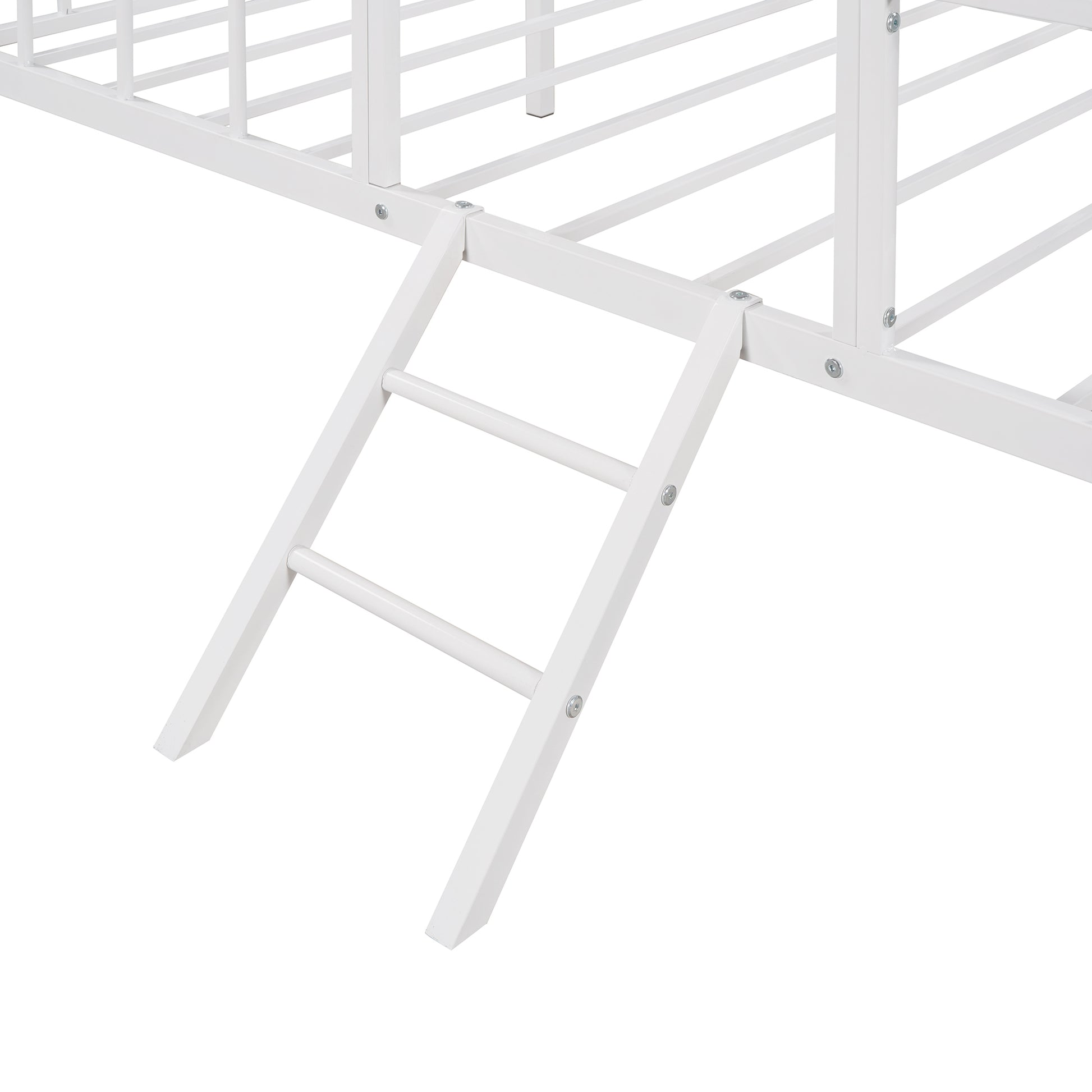 Metal House Bed Frame Twin Size With Slatted Support No Box Spring Needed White Twin White Metal