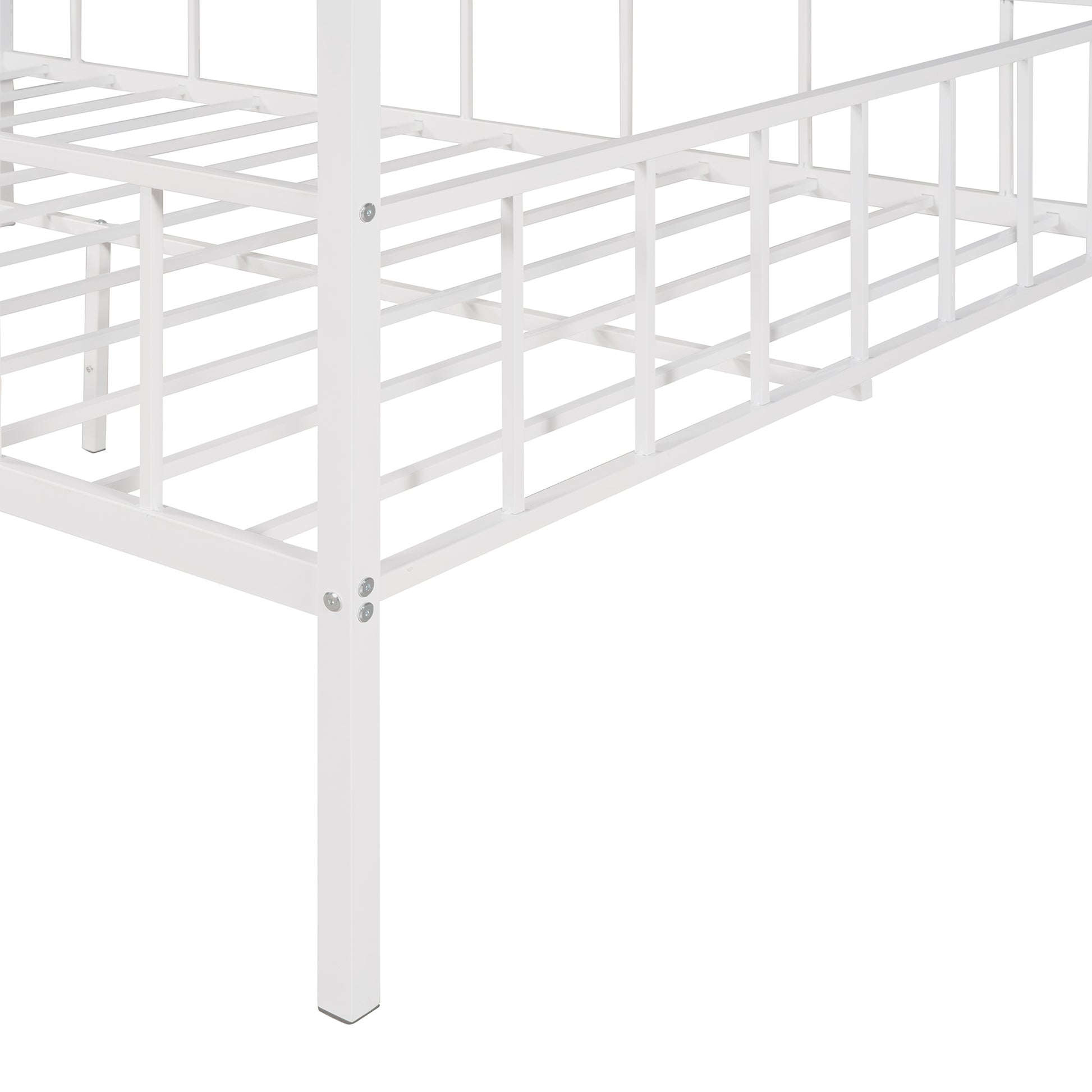 Metal House Bed Frame Full Size With Slatted Support No Box Spring Needed White Full White Metal