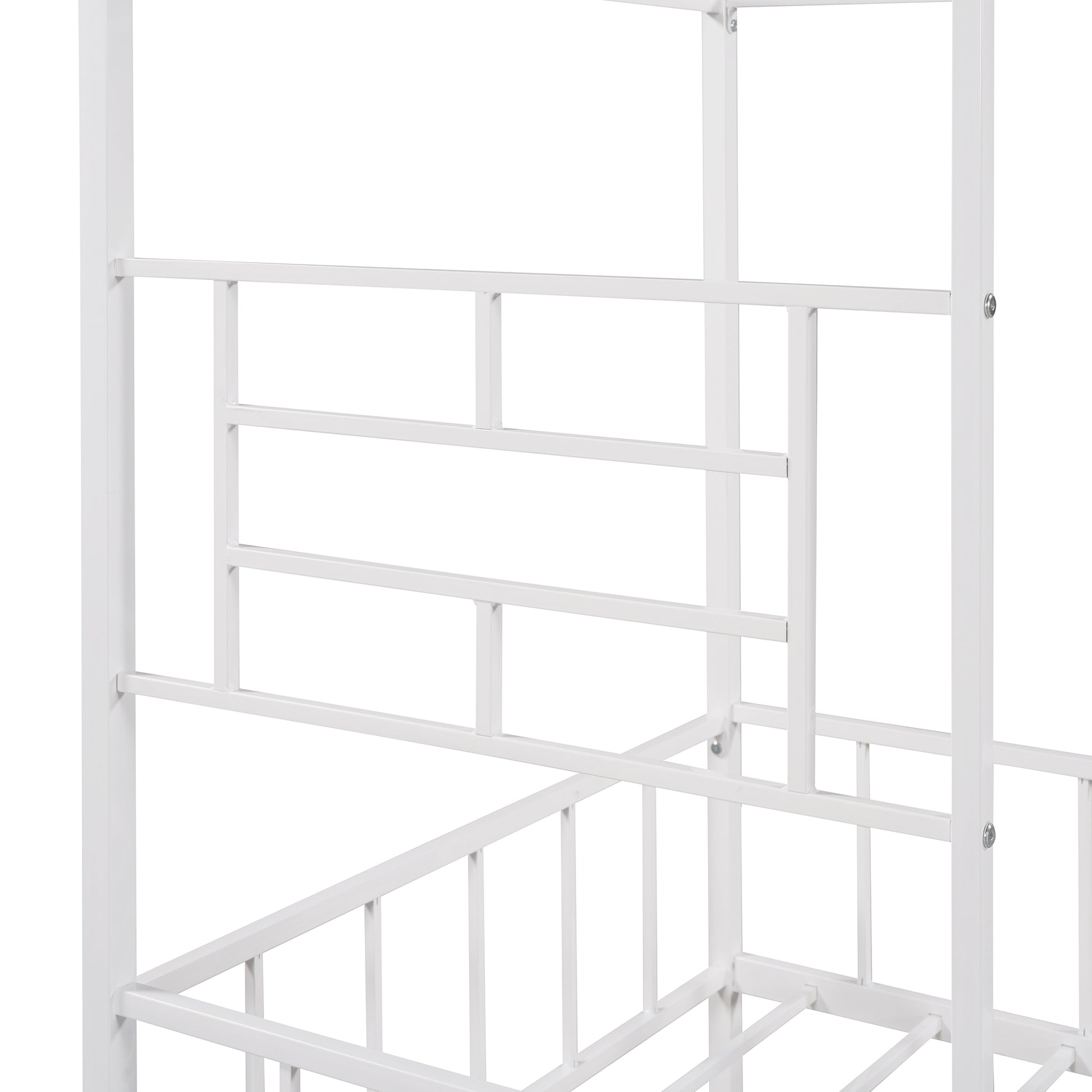 Metal House Bed Frame Twin Size With Slatted Support No Box Spring Needed White Twin White Metal