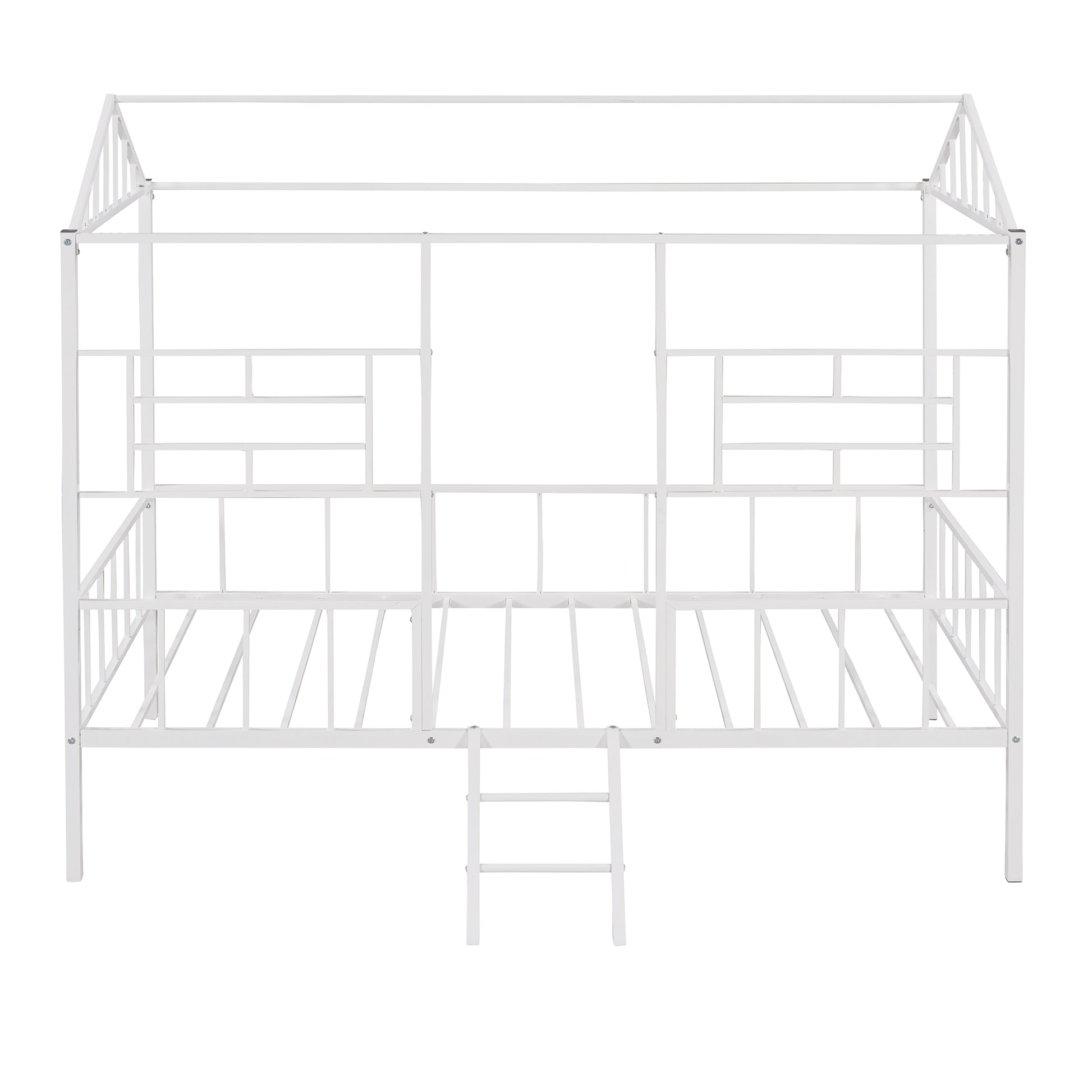 Metal House Bed Frame Twin Size With Slatted Support No Box Spring Needed White Twin White Metal
