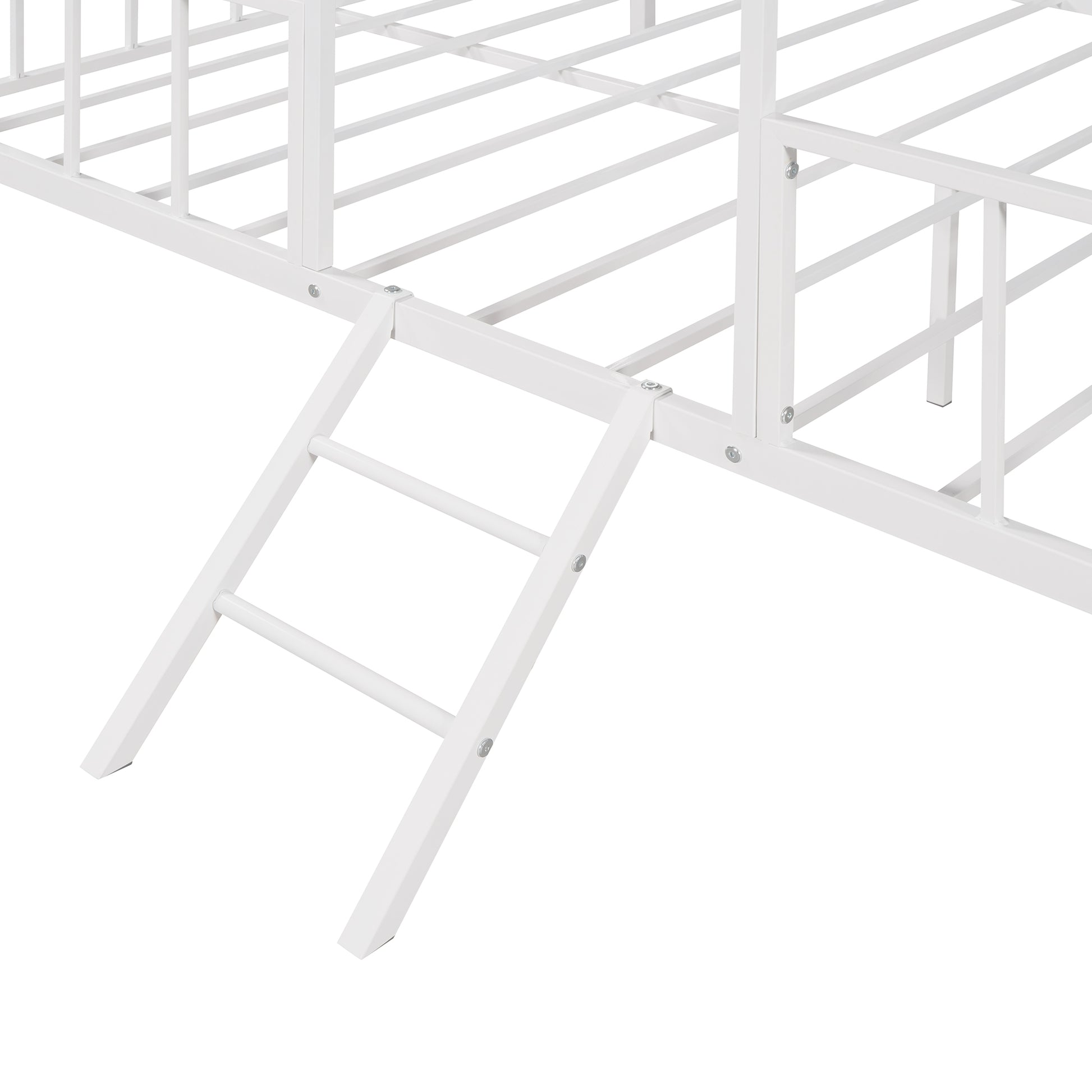 Metal House Bed Frame Full Size With Slatted Support No Box Spring Needed White Full White Metal