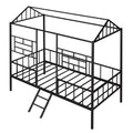 Metal House Bed Frame Twin Size With Slatted Support No Box Spring Needed Black Twin Black Metal