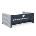 Daybed With Trundle Upholstered Tufted Sofa Bed, With Button And Copper Nail On Square Arms,Full Daybed & Twin Trundle, Grey 85