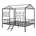Metal House Bed Frame Full Size With Slatted Support No Box Spring Needed Black Full Black Metal