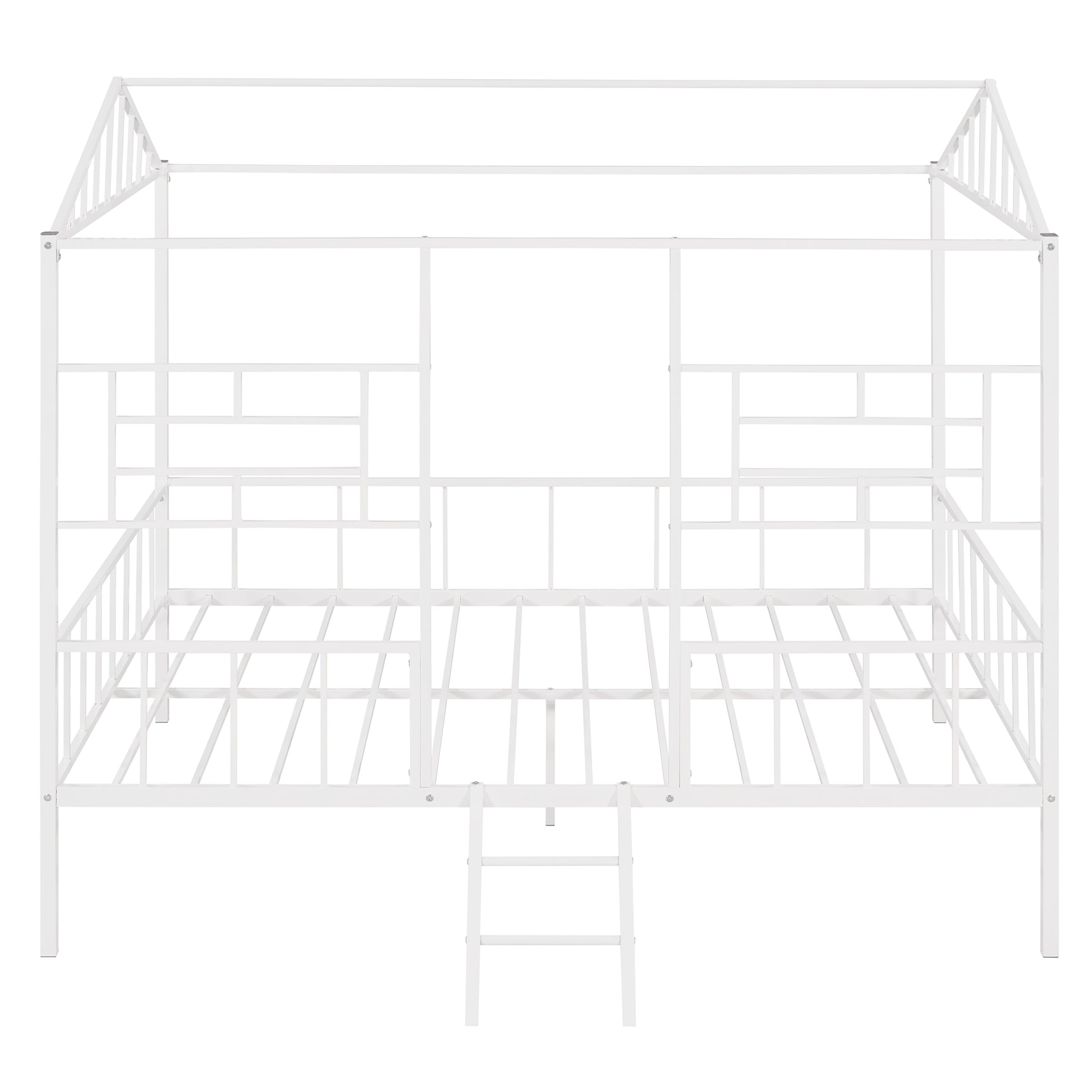 Metal House Bed Frame Full Size With Slatted Support No Box Spring Needed White Full White Metal