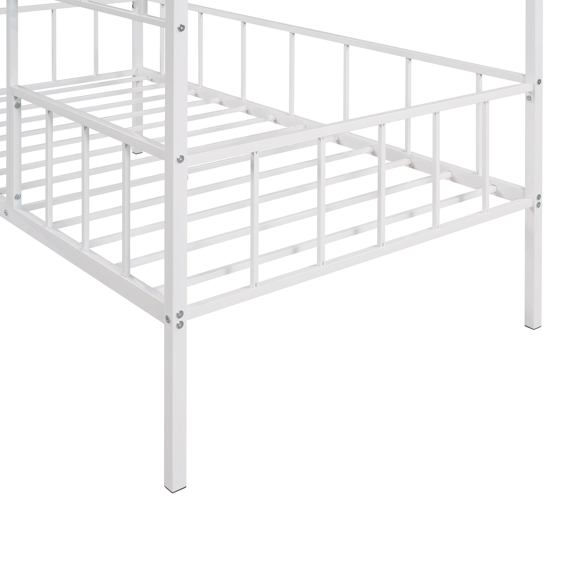 Metal House Bed Frame Twin Size With Slatted Support No Box Spring Needed White Twin White Metal