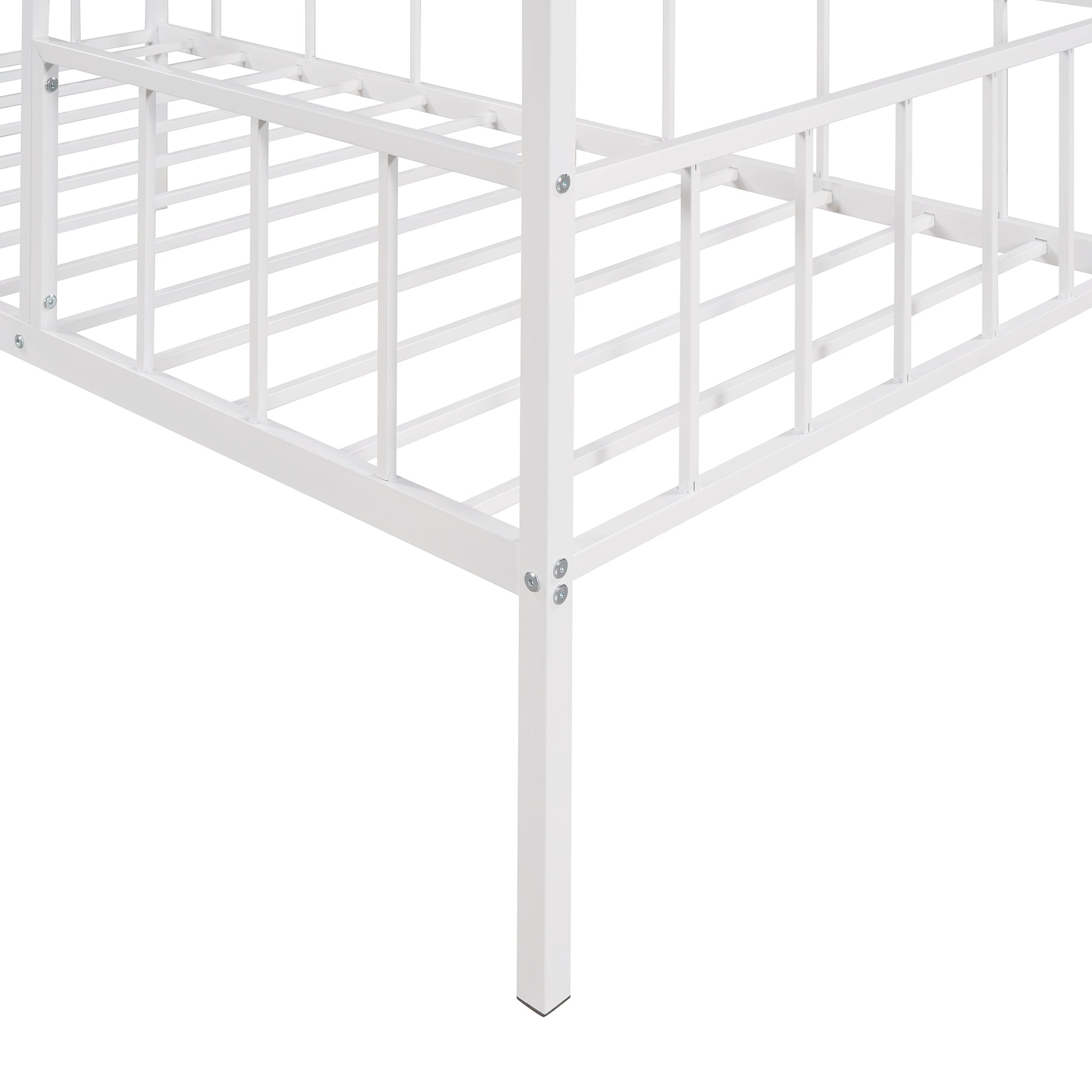Metal House Bed Frame Twin Size With Slatted Support No Box Spring Needed White Twin White Metal