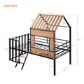 Metal Twin Size Loft Bed With Roof, Window, Guardrail, Ladder Black Black Metal