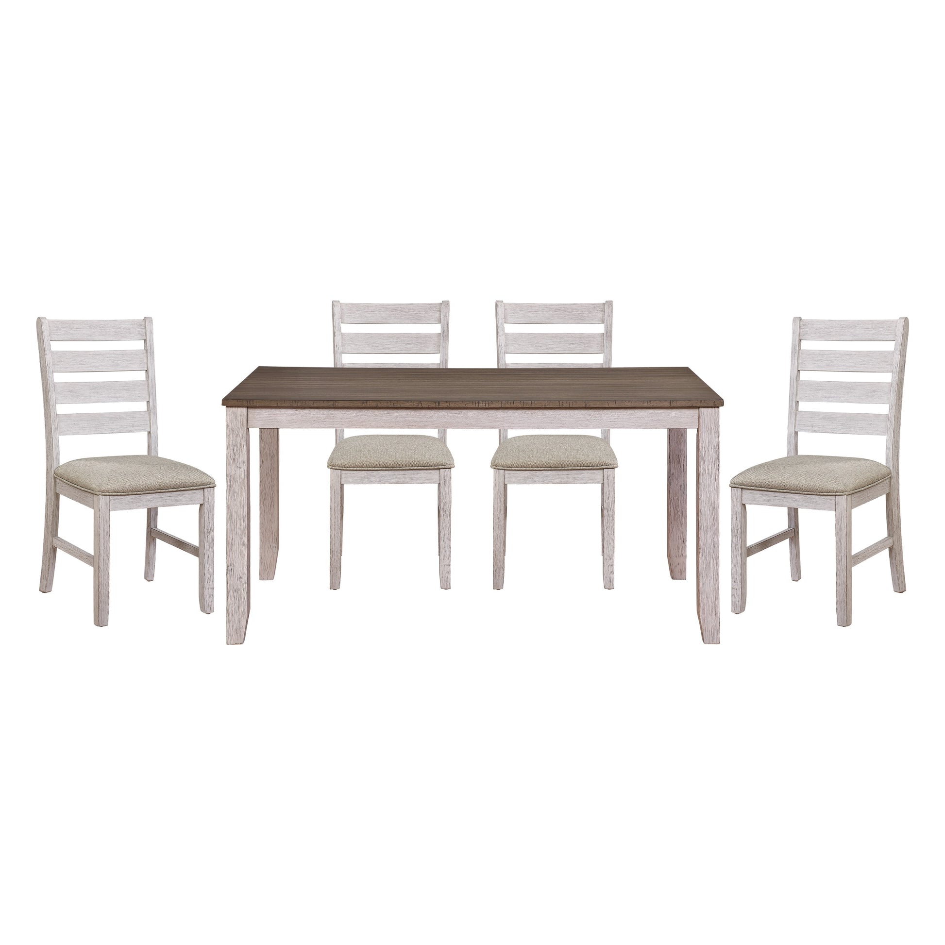 Transitional Design Rectangular 1Pc Dining Table Grayish White And Brown Finish Furniture Multicolor Dining Room Transitional Wood