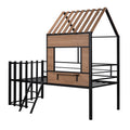Metal Twin Size Loft Bed With Roof, Window, Guardrail, Ladder Black Black Metal
