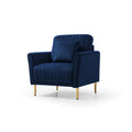 3 Piece Velvet Living Room Sofa Sets, 2 Piece Accent Chair And One 2 Seat Sofa For Small Living Space Navy Blue Blue Foam Velvet