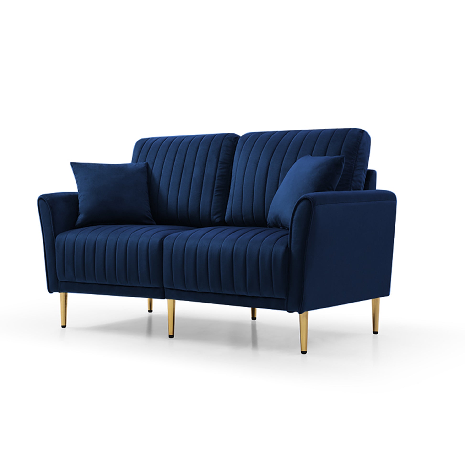 3 Piece Velvet Living Room Sofa Sets, 2 Piece Accent Chair And One 2 Seat Sofa For Small Living Space Navy Blue Blue Foam Velvet
