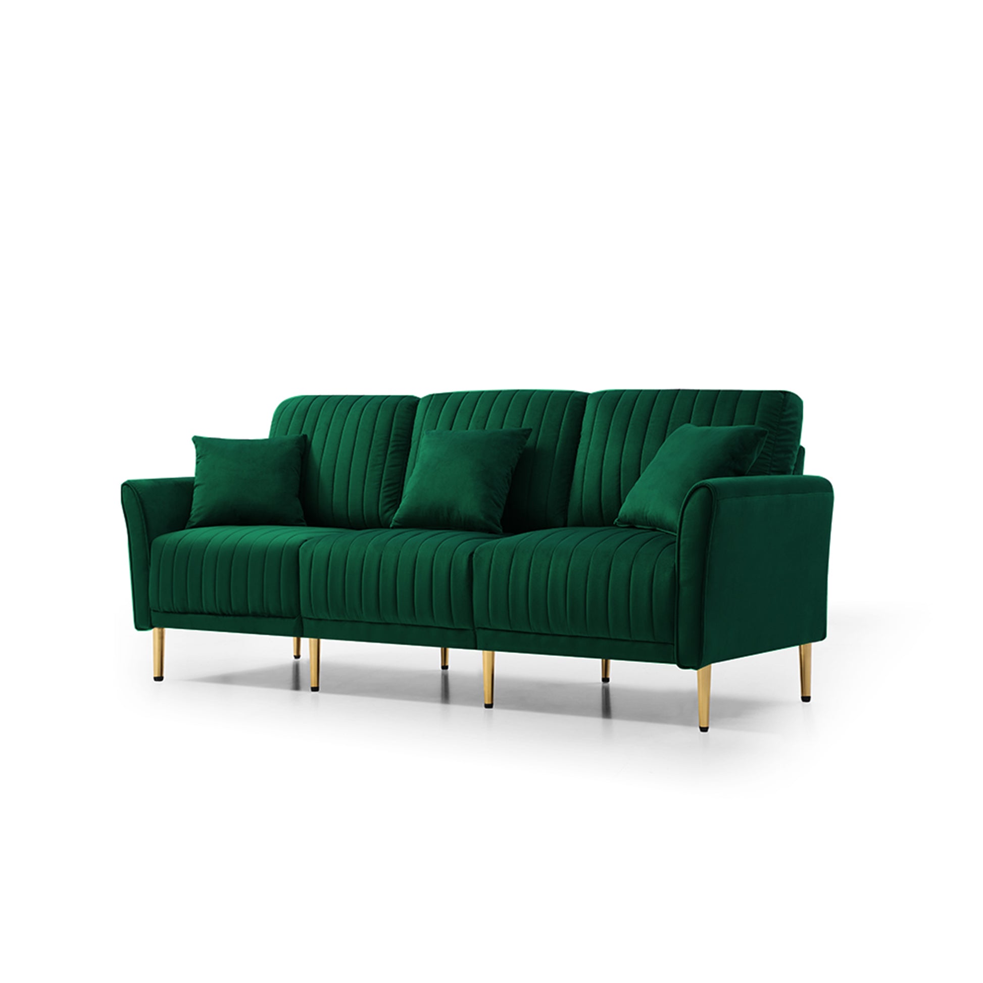 Green Velvet Modular Corner Sofa Reversible Left Hand Facing Sofa & Chaise With Ottoman Green Foam Velvet 3 Seat