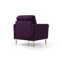 Accent Chair With Ottoman, Modern Tub Arm Chair Footstool Set For Living Room Bedroom, Golden Finished Legs, Purple Velvet Purple Foam Velvet