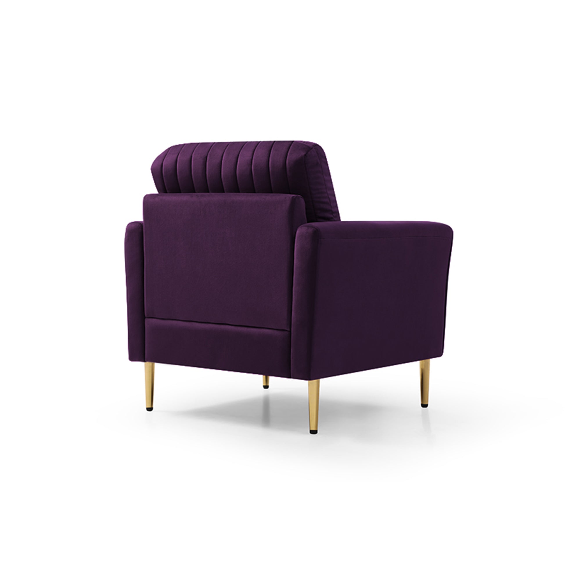 Accent Chair With Ottoman, Modern Tub Arm Chair Footstool Set For Living Room Bedroom, Golden Finished Legs, Purple Velvet Purple Foam Velvet