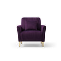 Mid Century Modern Sectional Sofa Set, Couch Sets For Living Room 3 Pieces, 2 Piece Fabric Arm Chair And 1 Piece Loveseat Set For Living Room, Purple Velvet Purple Foam Velvet 4 Seat