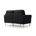 Black Velvet Modern 2 Pieces Of 2 Seat Sofa And Loveseat Couch Living Room Set, Metal Legs With Self Fabric Pillows Black Foam Velvet 4 Seat