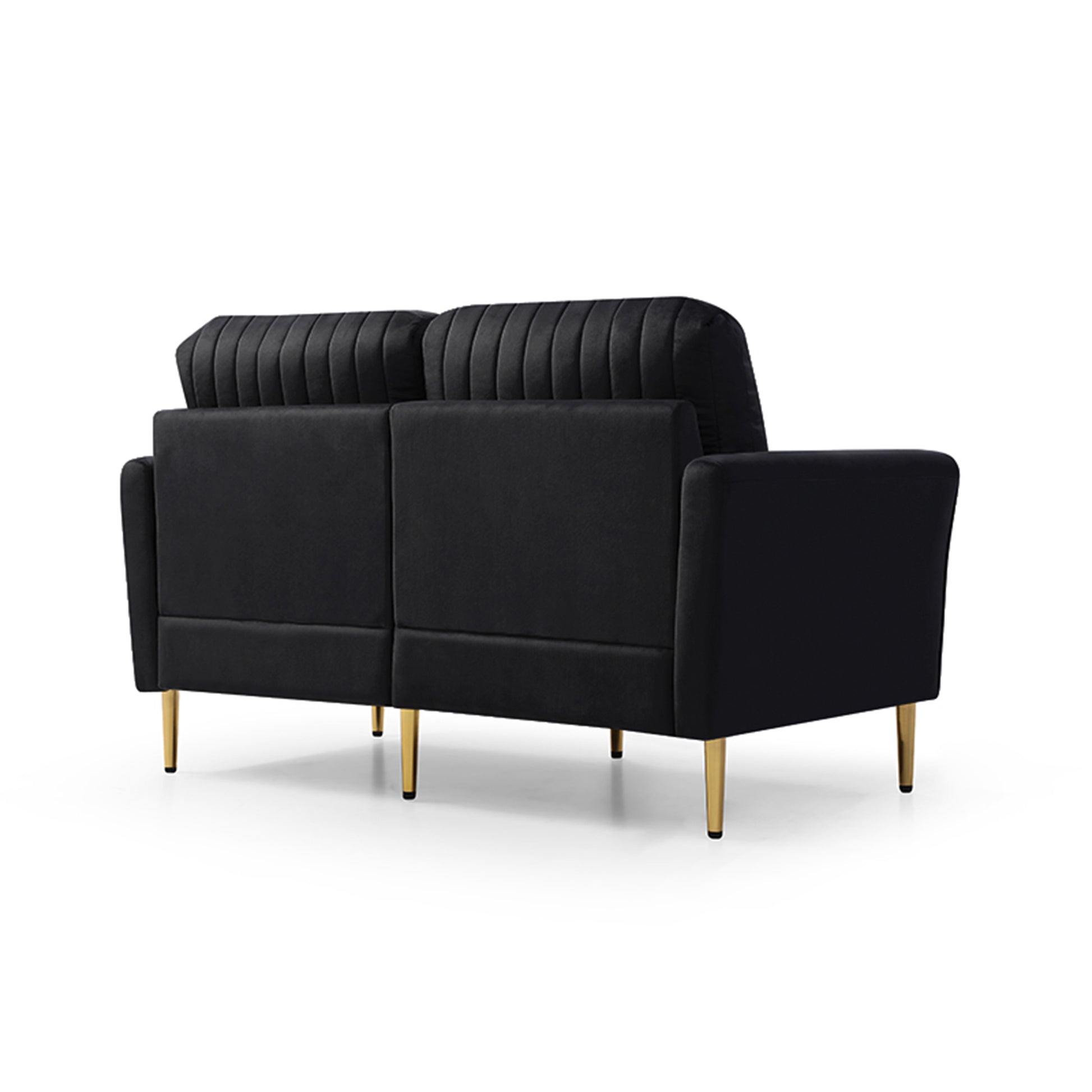 Black Velvet Modern 2 Pieces Of 2 Seat Sofa And Loveseat Couch Living Room Set, Metal Legs With Self Fabric Pillows Black Foam Velvet 4 Seat