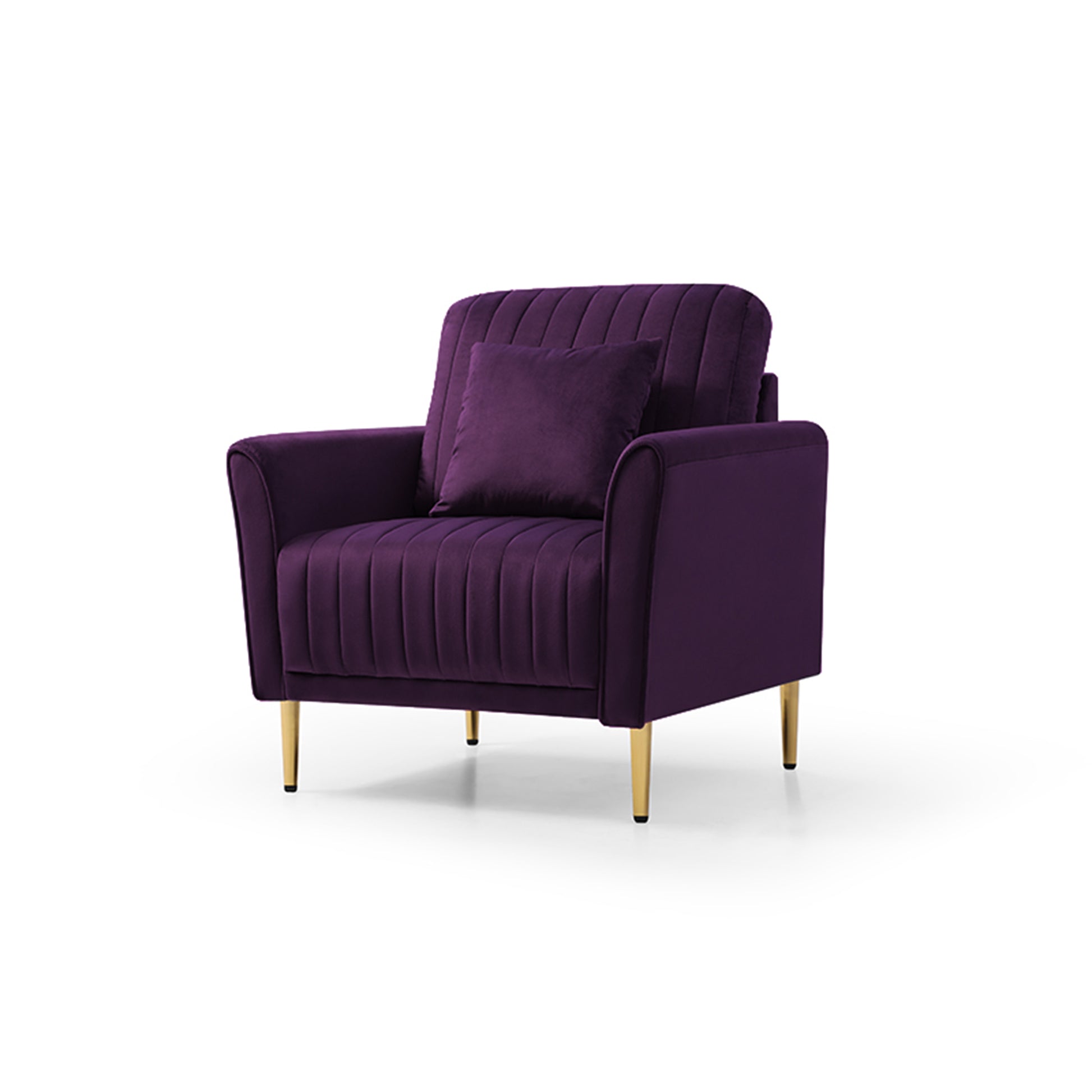 Modern Soft Velvet Accent Chair Living Room Chair Bedroom Chair Home Chair With Gold Legs, Purple Purple Foam Velvet