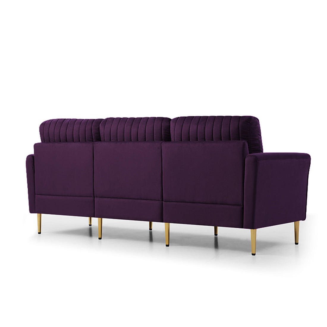 Living Room Sofa Velvet Upholstered Couch Furniture For Home Or Office 3 Seat,Purple Purple Foam Velvet 3 Seat
