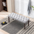 Heng Ming Upholstered Tufted Bench Ottomanvelvet Dining Bench Bedroom Bench Footrest Stool Accent Bench For Entryway Dining Room Living Room, Light Gray Light Grey Velvet