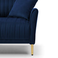 Velvet Accent Chair Round Arm Chair With Gold Legs, Upholstered Single Sofa For Living Room Bedroom, Navy Blue With 1 Throw Pillow Blue Foam Velvet