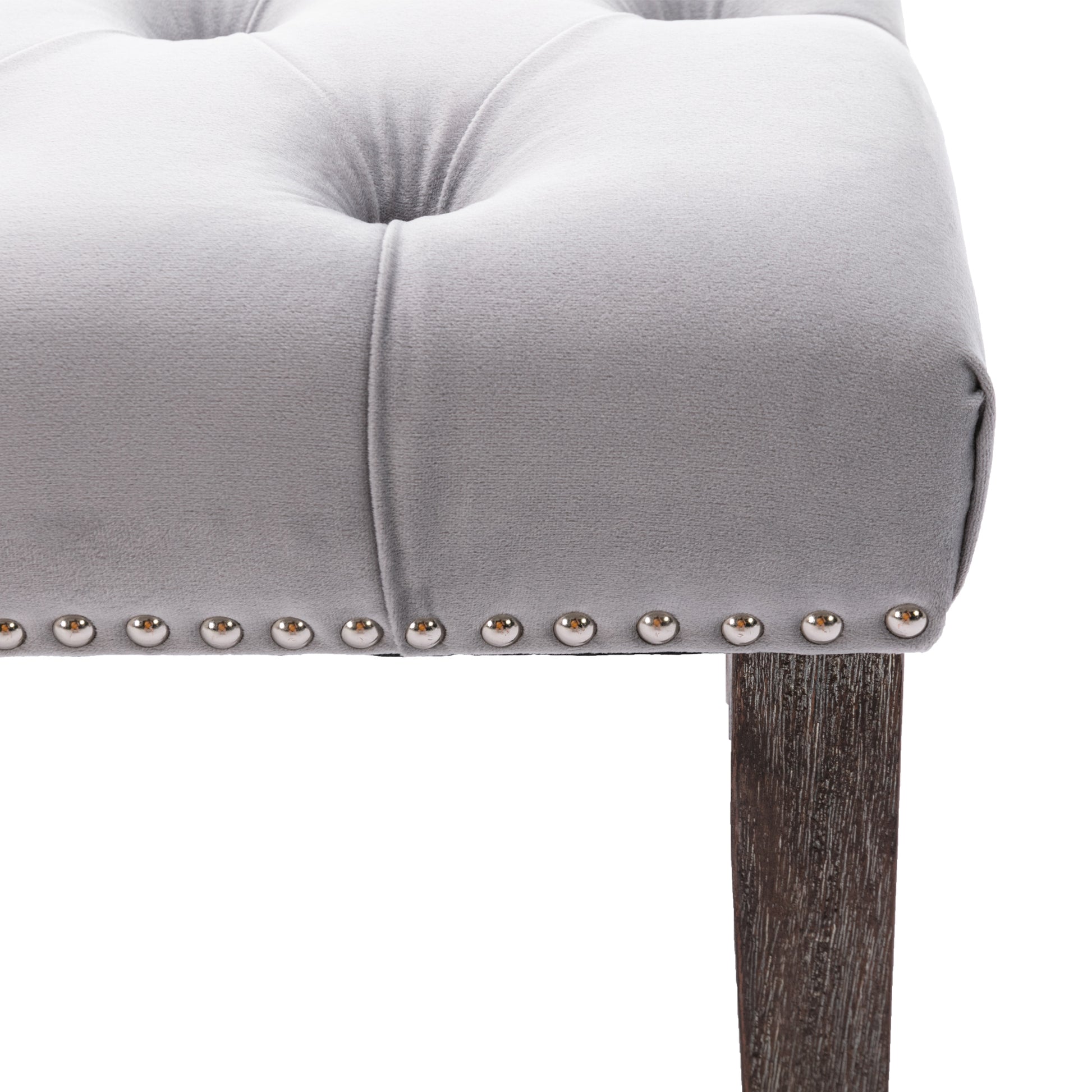 Heng Ming Upholstered Tufted Bench Ottomanvelvet Dining Bench Bedroom Bench Footrest Stool Accent Bench For Entryway Dining Room Living Room, Light Gray Light Grey Velvet