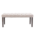 Heng Ming Upholstered Tufted Bench Ottomanvelvet Dining Bench Bedroom Bench Footrest Stool Accent Bench For Entryway Dining Room Living Room, Beige Beige Velvet