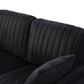 Modern Black Velvet Accent Chair Upholstered Living Room Arm Chairs Comfy Single Sofa Chair Black Foam Velvet