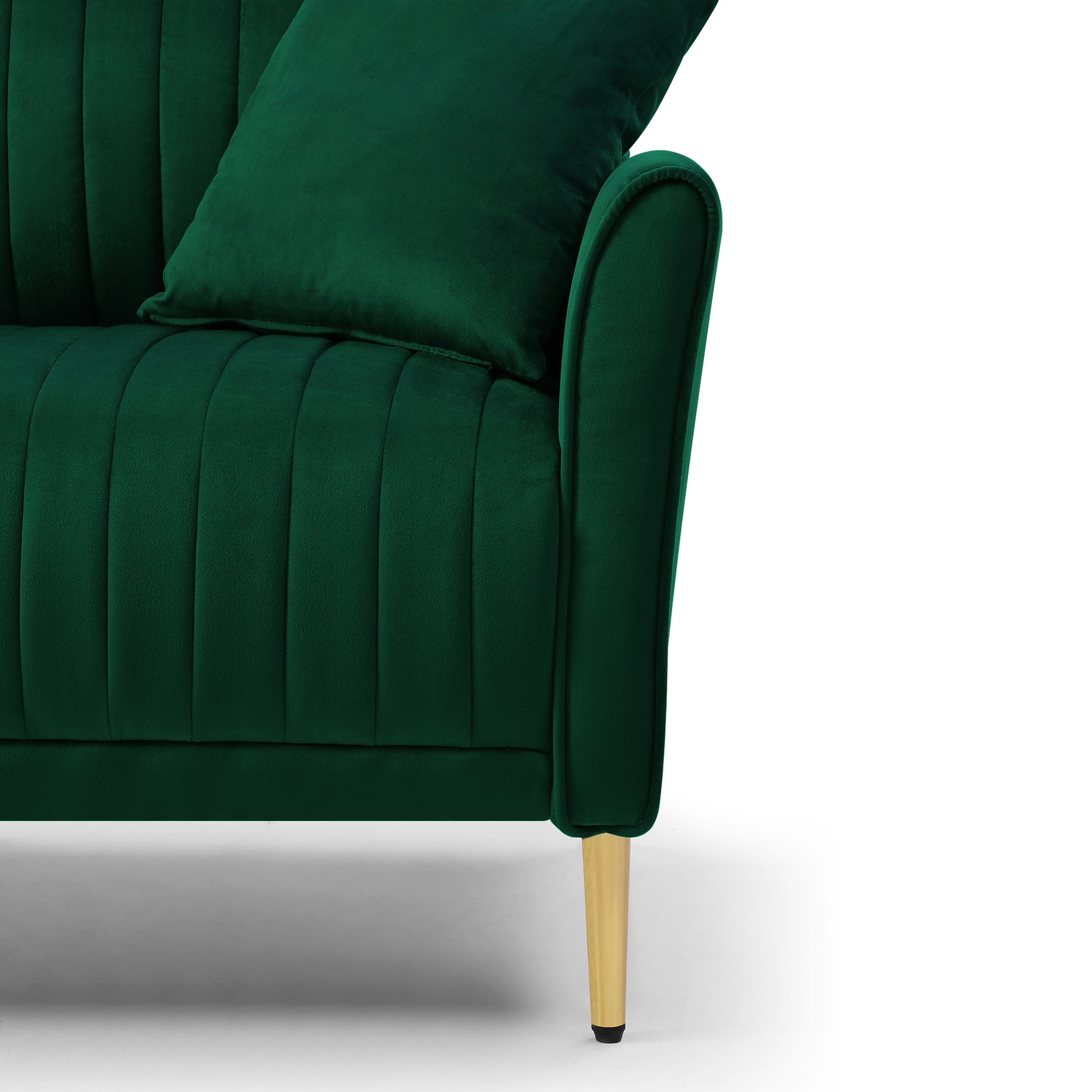 Channel Tufted Green Velvet Singel Living Room Sofa Accent Chair Green Foam Velvet