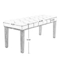 Heng Ming Upholstered Tufted Bench Ottomanvelvet Dining Bench Bedroom Bench Footrest Stool Accent Bench For Entryway Dining Room Living Room, Light Gray Light Grey Velvet