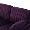 2 Piece Velvet Upholstered Living Room Sofa Set, Including 2 Pieces 2 Seater Sofa With Channel Tufted And Revsible Pillows, Free Self Fabric Pillow Included, Purple Purple Foam Velvet 4 Seat
