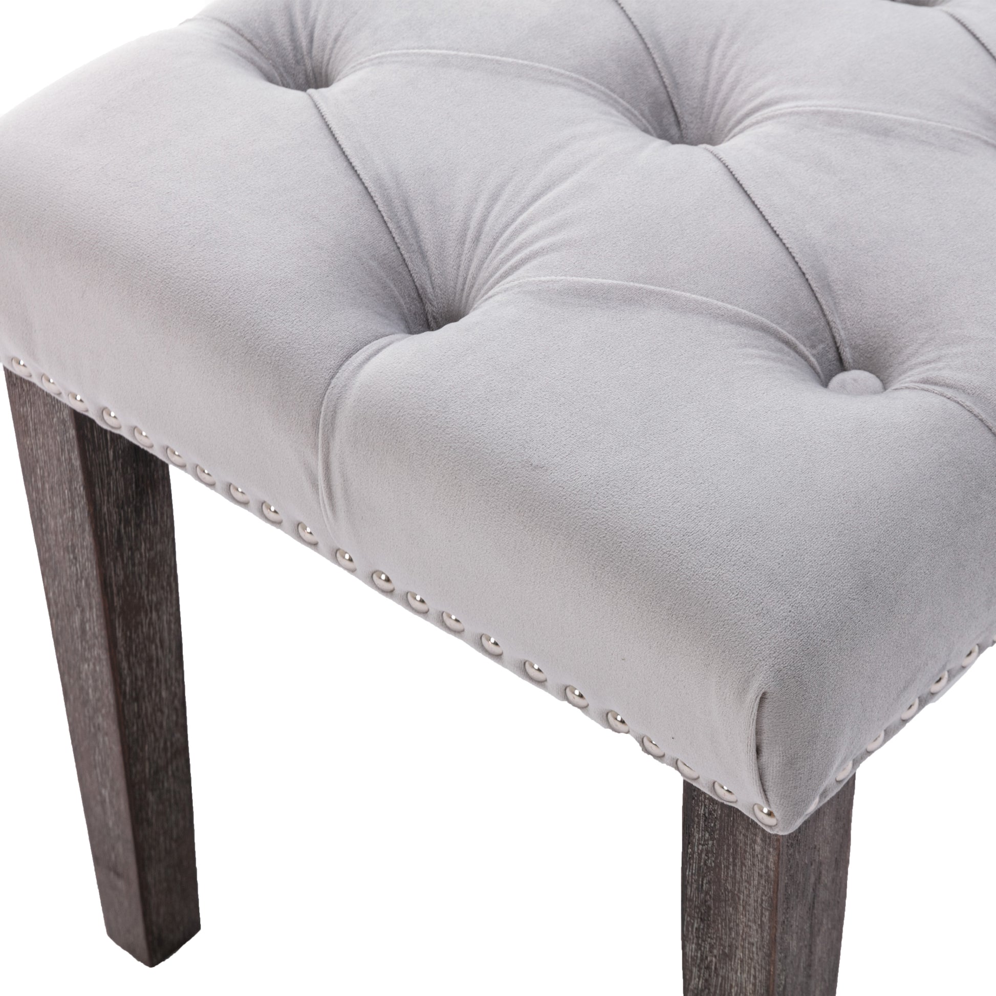 Heng Ming Upholstered Tufted Bench Ottomanvelvet Dining Bench Bedroom Bench Footrest Stool Accent Bench For Entryway Dining Room Living Room, Light Gray Light Grey Velvet