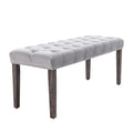 Heng Ming Upholstered Tufted Bench Ottomanvelvet Dining Bench Bedroom Bench Footrest Stool Accent Bench For Entryway Dining Room Living Room, Light Gray Light Grey Velvet