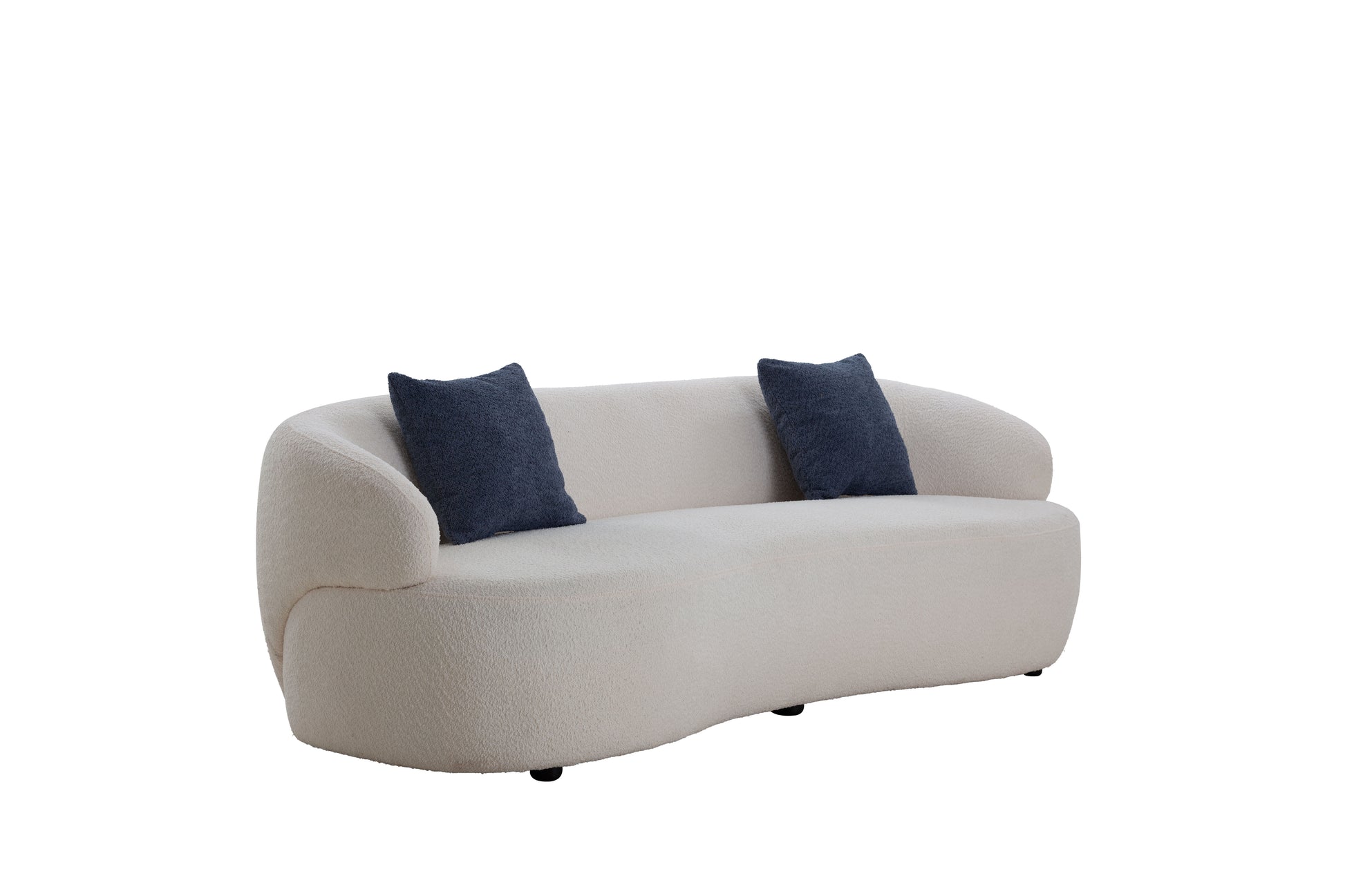 Mid Century Modern Curved Sofa, 3 Seat Cloud Couch Boucle Sofa Fabric Couch For Living Room, Bedroom, Office Beige Beige Upholstered 3 Seat
