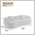 Mid Century Modern Curved Sofa, 3 Seat Cloud Couch Boucle Sofa Fabric Couch For Living Room, Bedroom, Office Beige Beige Upholstered 3 Seat