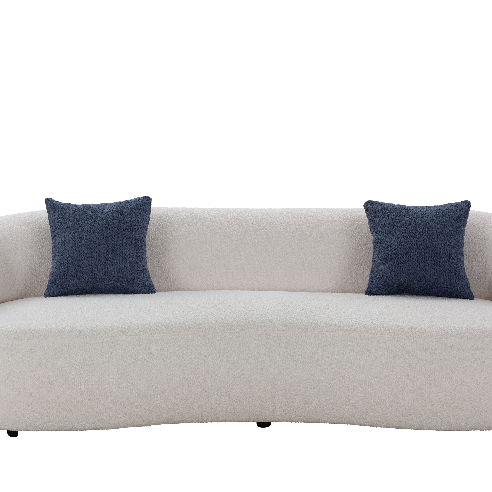 Mid Century Modern Curved Sofa, 3 Seat Cloud Couch Boucle Sofa Fabric Couch For Living Room, Bedroom, Office Beige Beige Upholstered 3 Seat