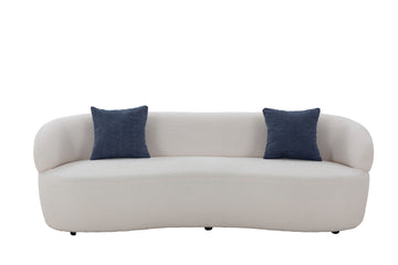 Mid Century Modern Curved Sofa, 3 Seat Cloud Couch Boucle Sofa Fabric Couch For Living Room, Bedroom, Office Beige Beige Upholstered 3 Seat