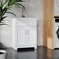 24In White Paint Free Laundry Tub Cabinet W Stainless Steel Combo White Mdf Mdf