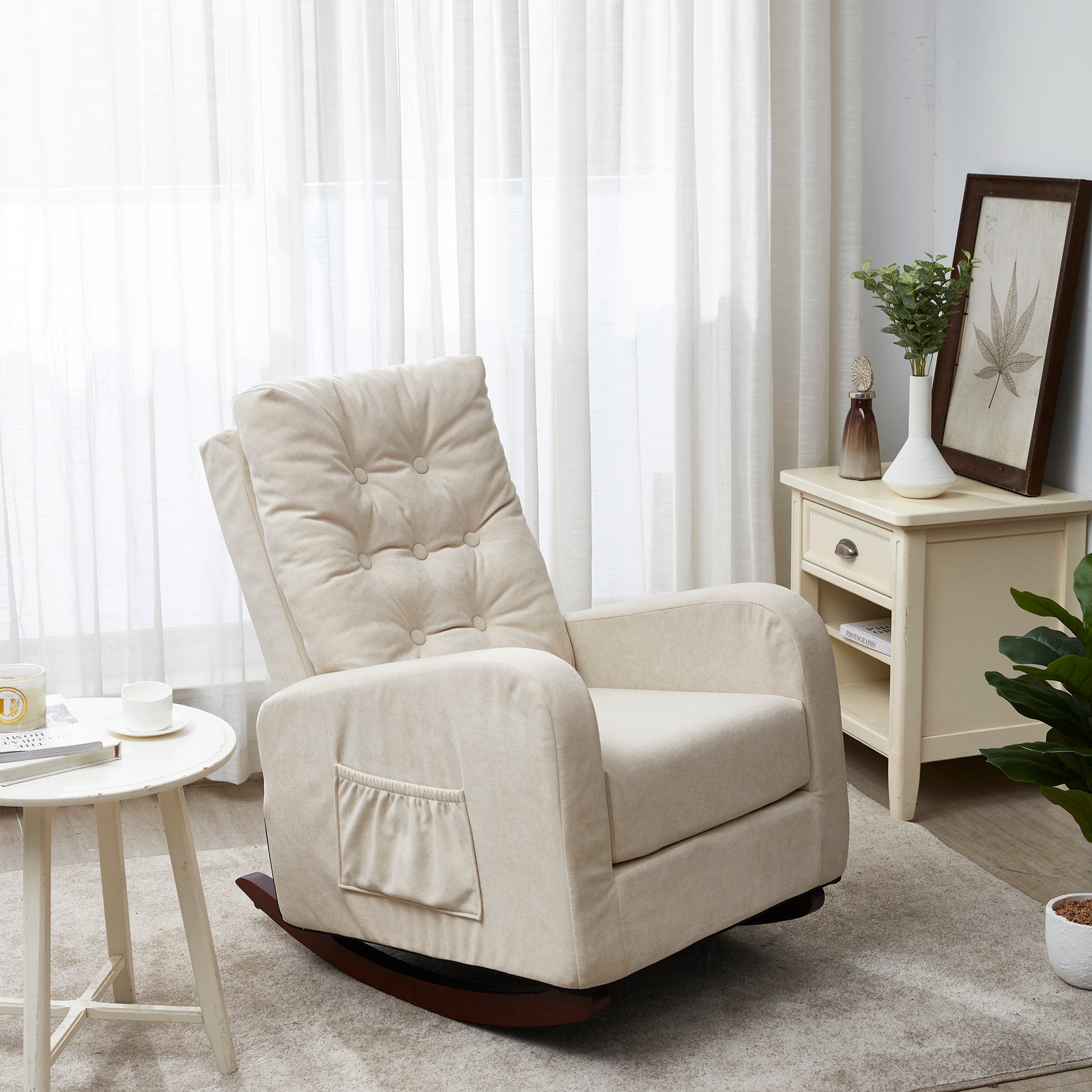 Single Sofa Reclining Chair Japanese Chair Lazy Sofa Tatami Balcony Reclining Sofa Adjustable Chair Beige Metal