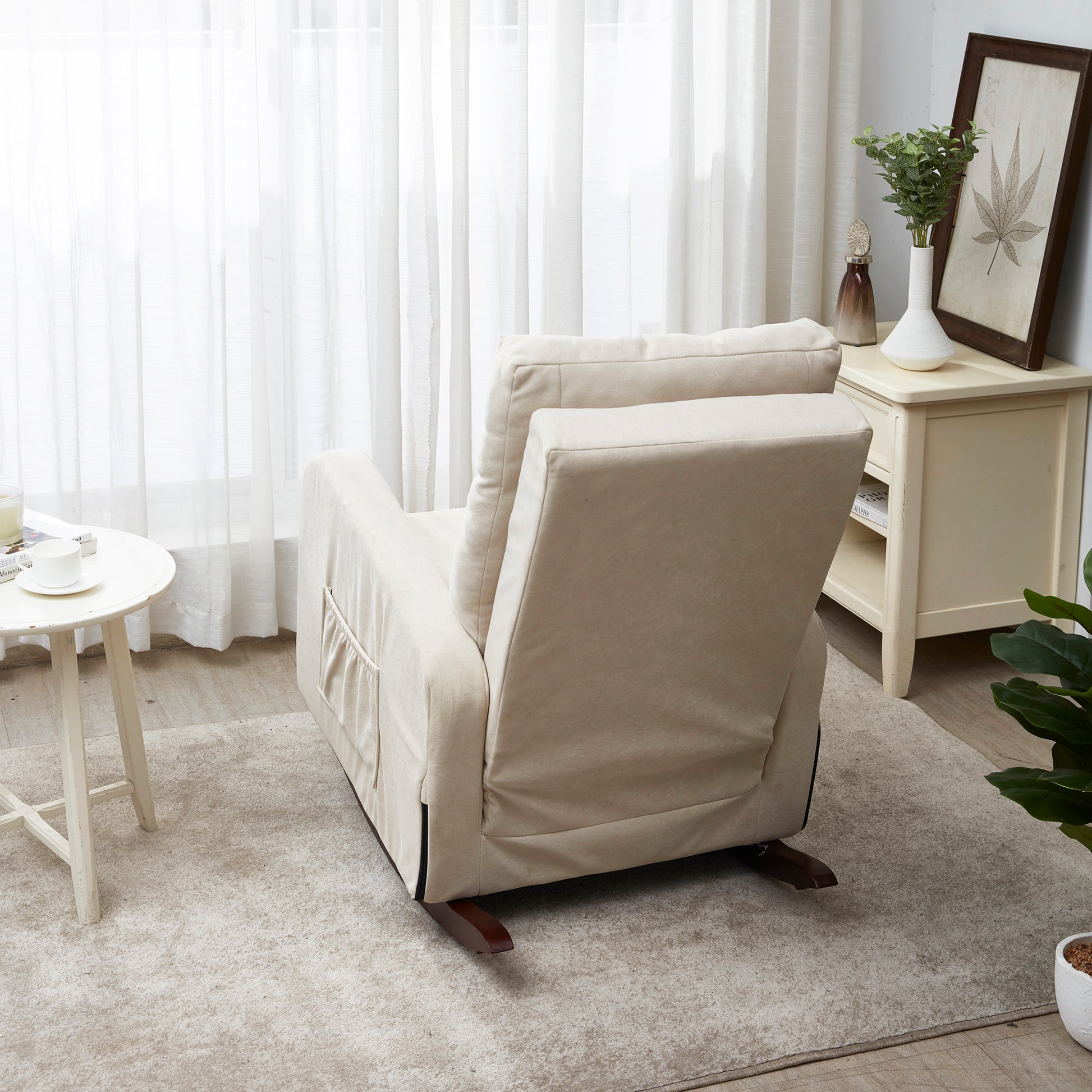 Single Sofa Reclining Chair Japanese Chair Lazy Sofa Tatami Balcony Reclining Sofa Adjustable Chair Beige Metal