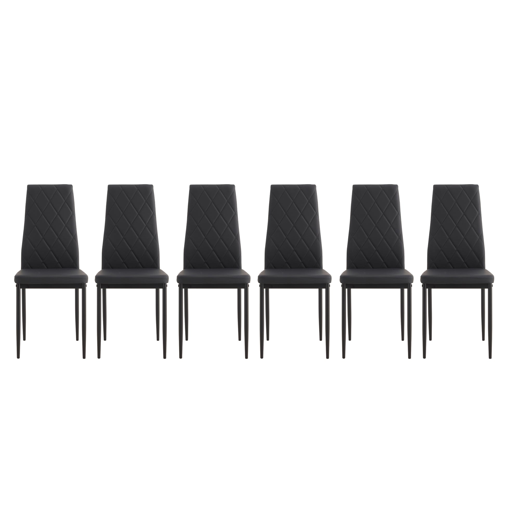 7 Piece Dining Table Set, Dining Table And Chair Black Glass