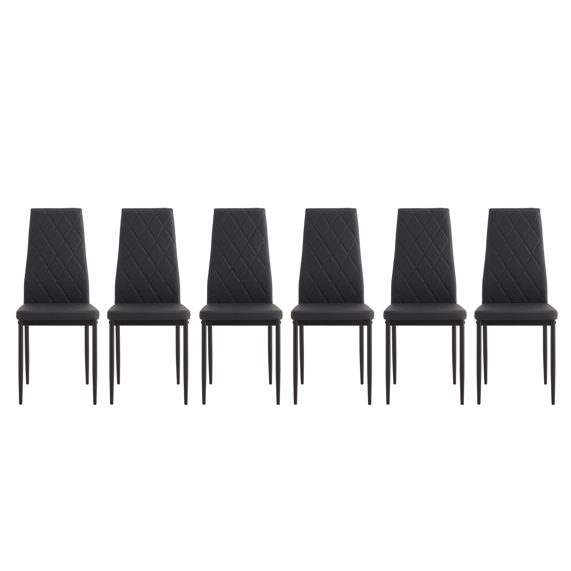 Dining Chair Set Of 6 Black Pu