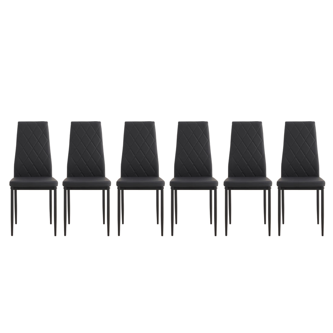 Dining Chair Set Of 6 Black Pu