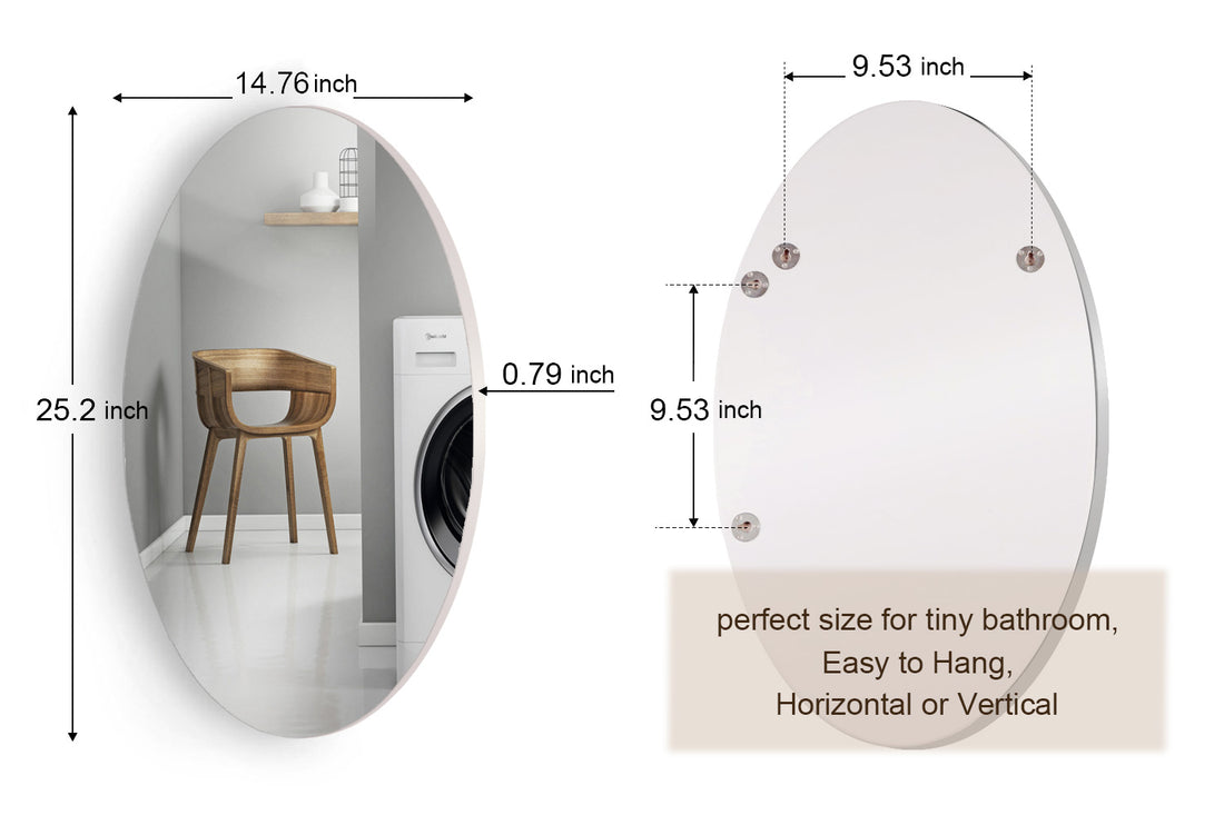 Frameless Beveled Wall Mounted Bathroom Mirror, Hd Makeup Mirror, 25" Round Mirror White Mdf